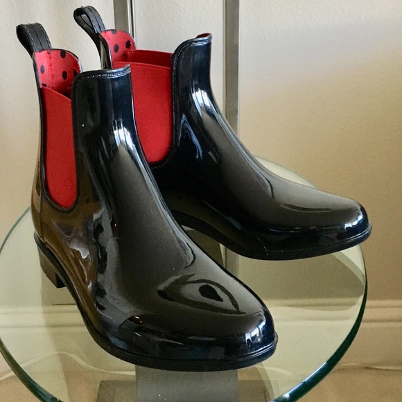 ralph lauren black and red rain boots